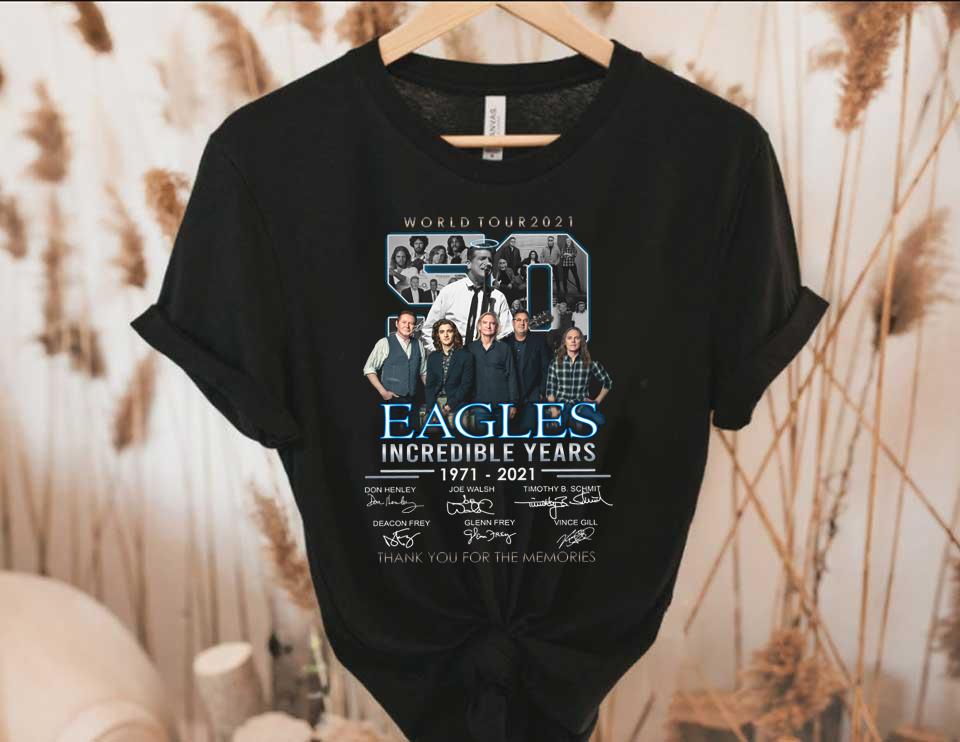 50 World Tour 2021 Eagles Incredible Years 1971 2021 Thank Memories Shirt, Eagles Incredible 50 Years Signatures Shirt