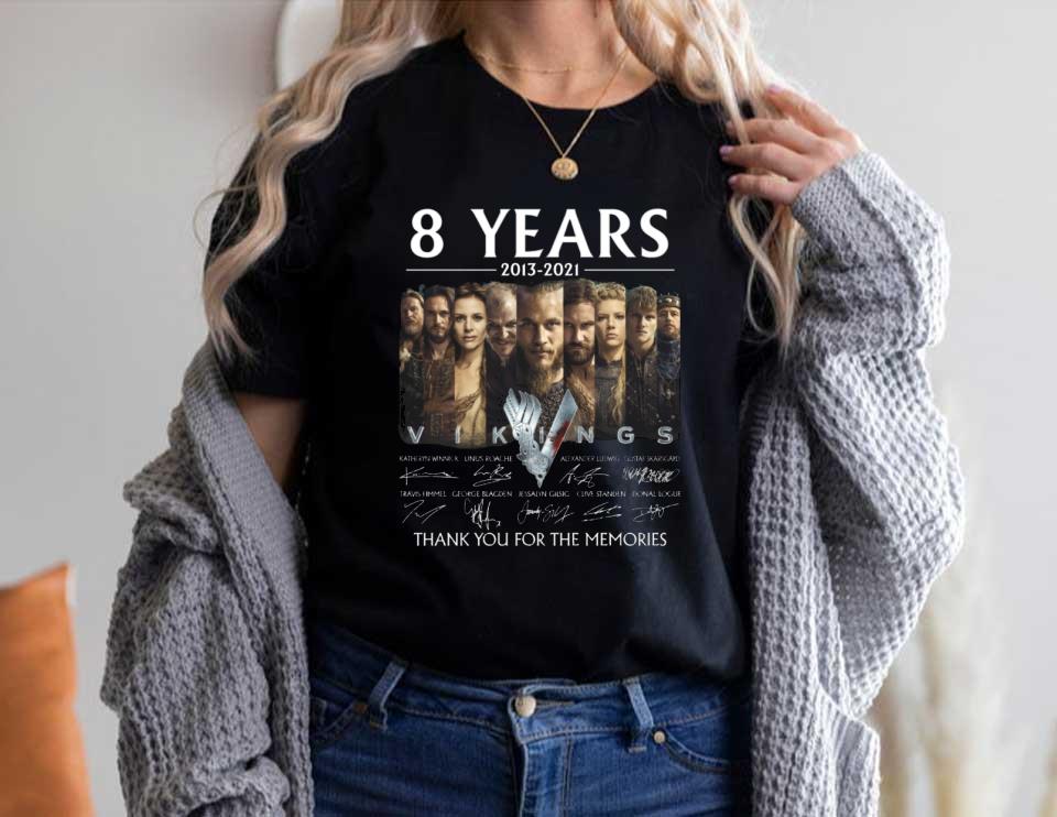 8 Years 2013 2021 Vikings Character Signatures Thank You For The Memories Shirt, 8 Years Vikings Shirt