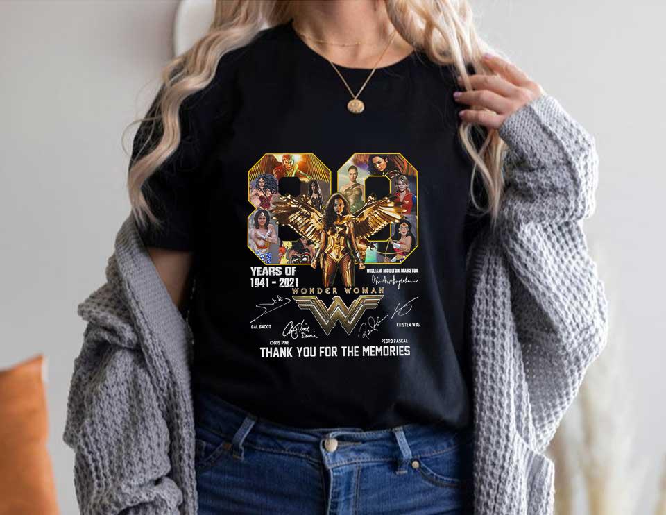 88 Years Wonder Woman Shirt, 88 Years Of Wonder Woman Thank You For The Memories Signatures Shirt