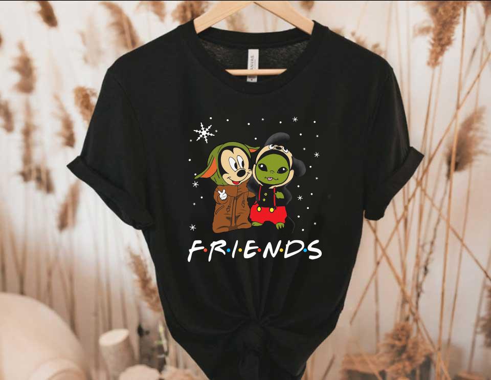 Baby Yoda And Mickey Mouse Friends Christmas Shirt, Baby Yoda And Mickey Mouse Friends Snow Christmas Sweater Shirt