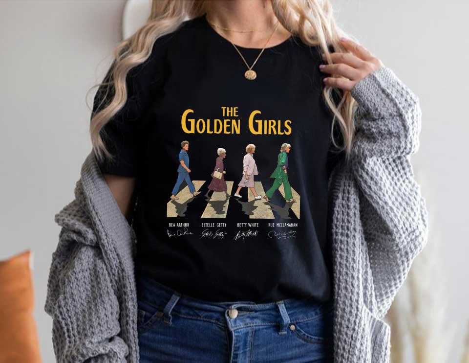 Bea Arthur Estelle Getty Betty White Rue Mcclanahan Abbey Road Shirt, The Golden Girls Abbey Road Signatures Shirt