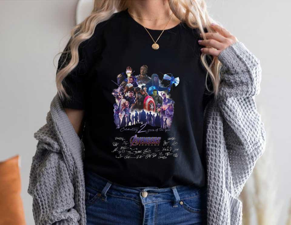 Celebrating 2 Years Of The Epic Avengers Endgame Signatures Shirt, Avengers Celebrating 2 Years Endgame Shirt