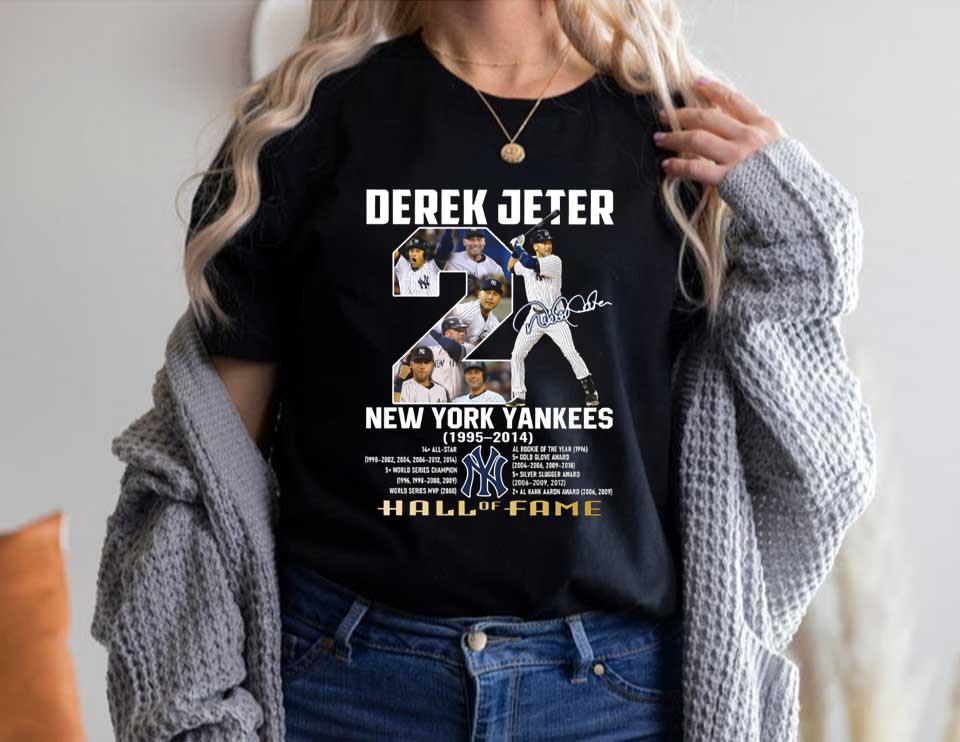 Derek Jeter Mvp Yankees Shirt, 2 Derek Jeter New York Yankees 1995 2014 Hall Of Fame Signature Shirt