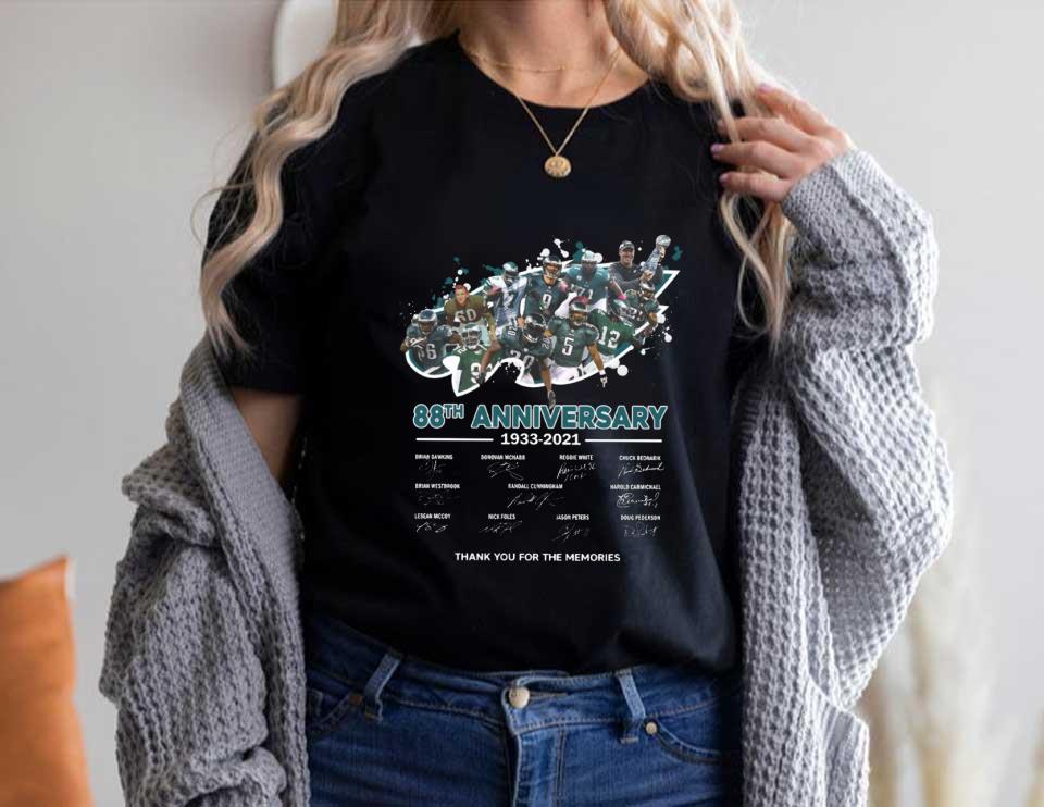 Eagles All Team In Logo 88th Shirt, Philadelphia Eagles Football Team 88th Anniversary 1933 2021 Thank Memories Signatures Shirt