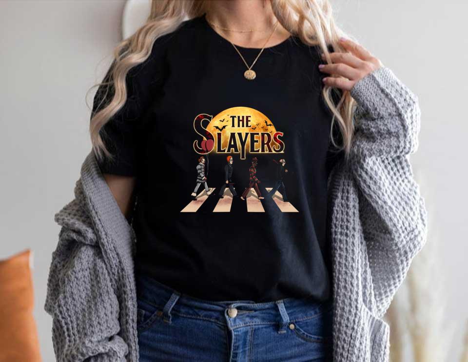 Halloween Horror Movie Character The Slayer Abbey Road Shirt, The Slayers Abbey Road Moon Halloween Shirt