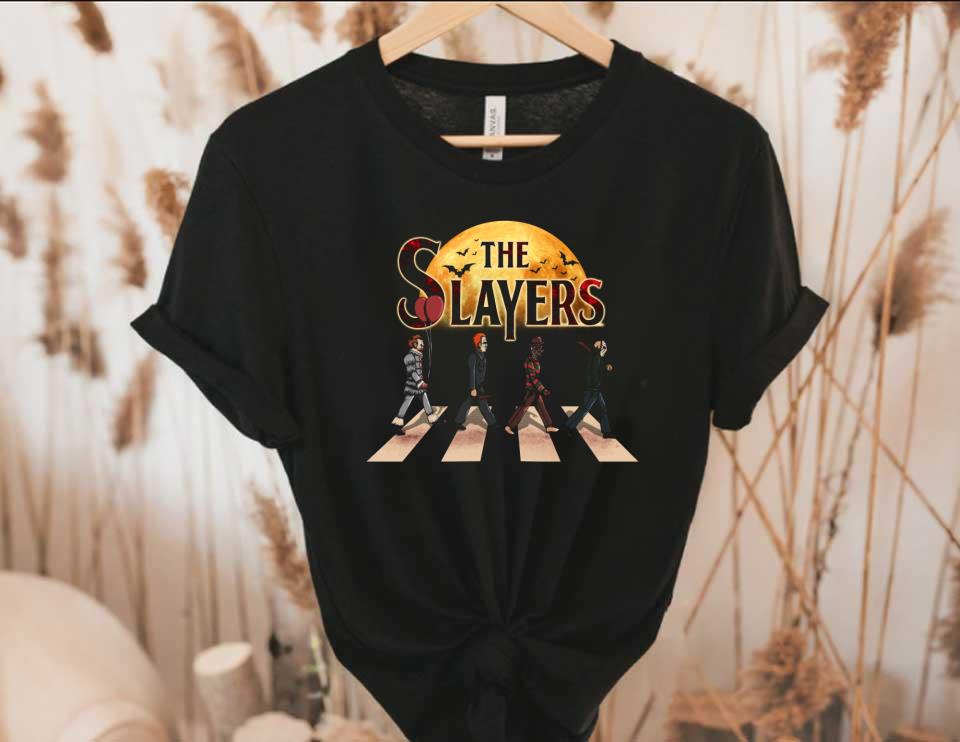 Halloween Horror Movie Character The Slayer Abbey Road Shirt, The Slayers Abbey Road Moon Halloween Shirt