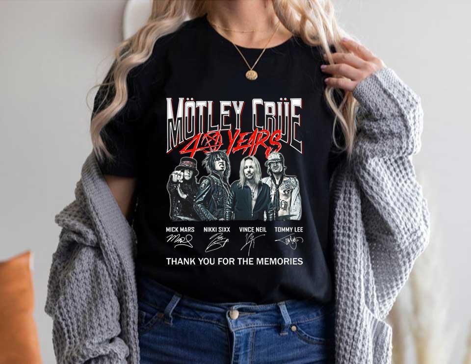 Heavy Metal Motley Crue Shirt, Motley Crue 40 Years Signatures Thank You The Memories Shirt