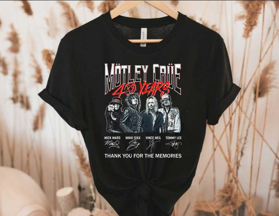 Heavy Metal Motley Crue Shirt, Motley Crue 40 Years Signatures Thank You The Memories Shirt