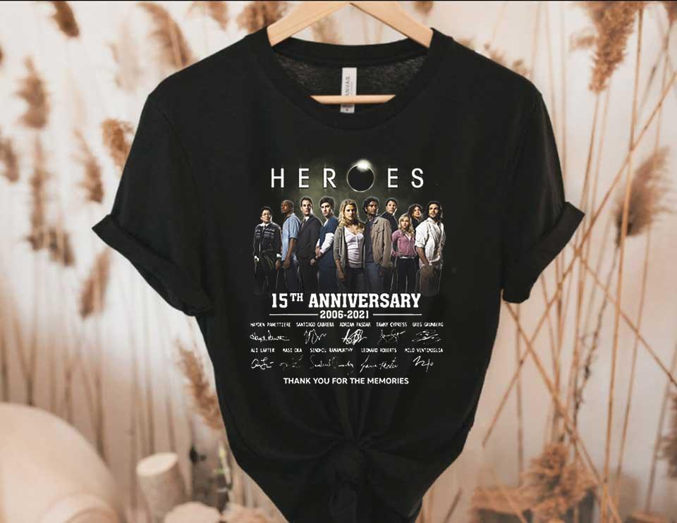 Heroes 15th Anniversary 2006 2021 Signatures Thank You For The Memories Shirt, 15th Heroes Shirt