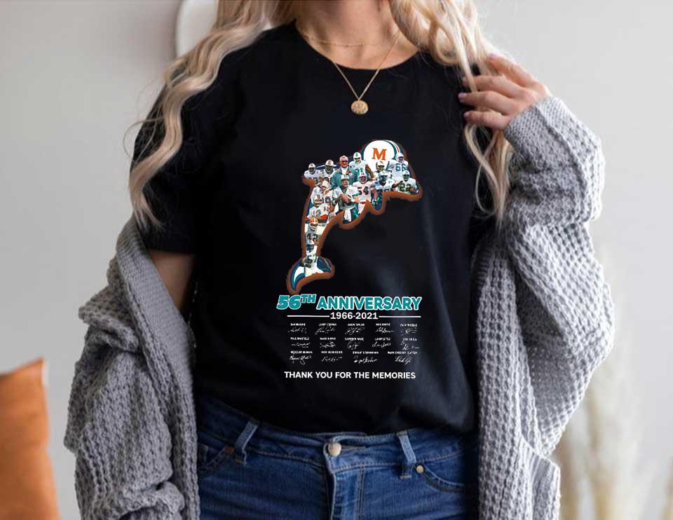 Miami Dolphins 56th Anniversary Thank You For The Memories Signatures Shirt, Dolphins 56th Miami Dolphins Shirt