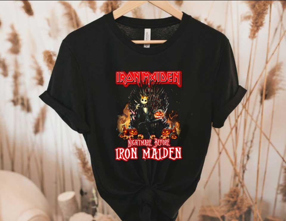 Nightmare Before Iron Maiden Halloween Shirt, Jack Skellington Iron Throne Nightmare Before Iron Maiden Halloween Shirt