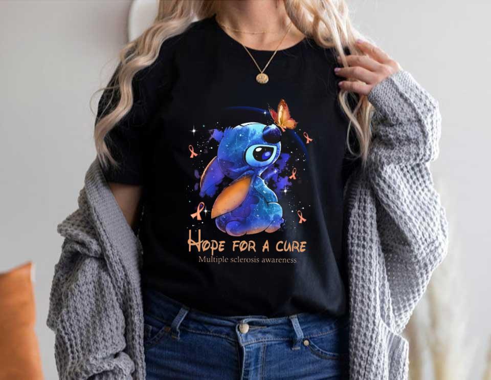 Stitch Cute Shirt, Stitch Hope For A Cure Multiple Sclerosis Awareness Shirt, Stitch Hope For A Cure Shirt