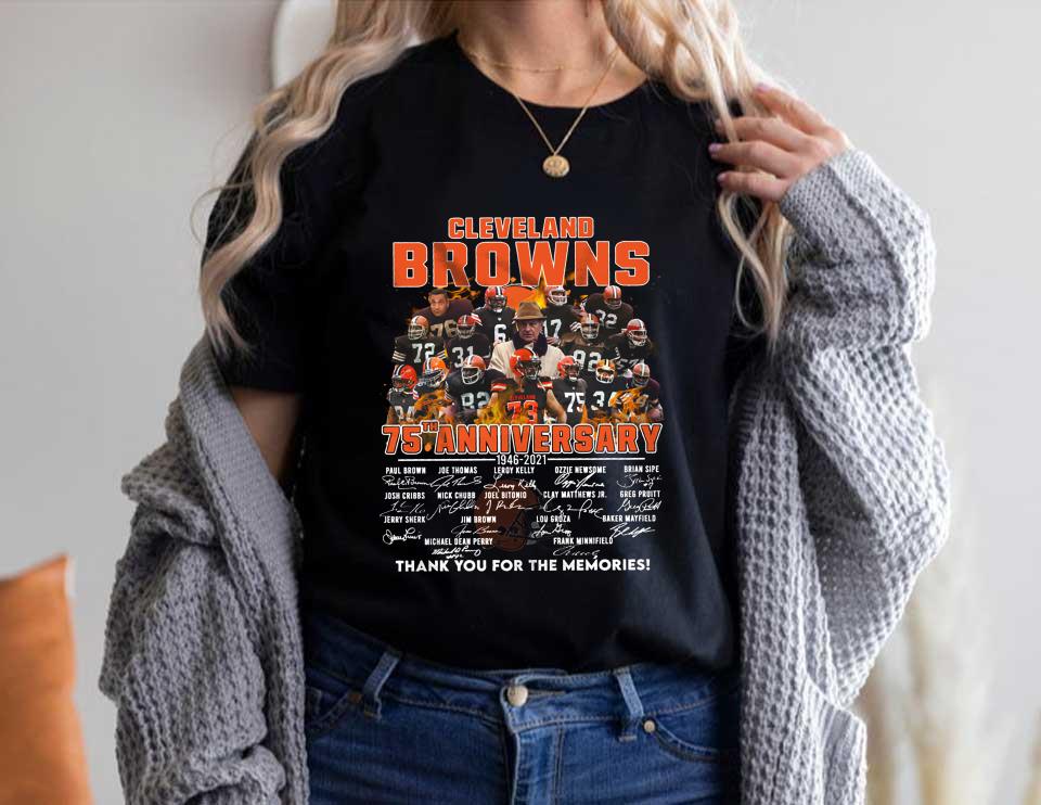 The Cleveland Browns 75th Shirt, Cleveland Browns 75th Anniversary 1946 2021 Thank You For The Memories Signatures Shirt