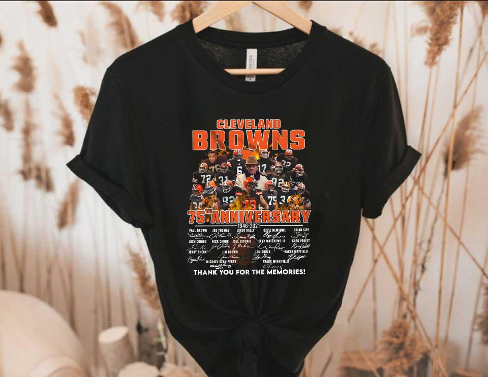 The Cleveland Browns 75th Shirt, Cleveland Browns 75th Anniversary 1946 2021 Thank You For The Memories Signatures Shirt