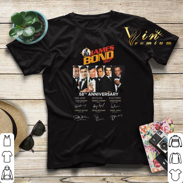Signatures James Bond 007 58th anniversary 1962 2020 25 films shirt 4 - Signatures James Bond 007 58th anniversary 1962-2020 25 films shirt