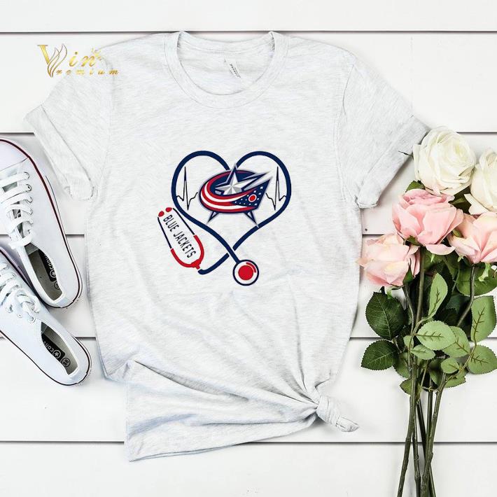 Blue Jackets heart Nurse stethoscope shirt sweater Blue Jackets heart Nurse stethoscope shirt sweater 4 - Blue Jackets heart Nurse stethoscope shirt sweater