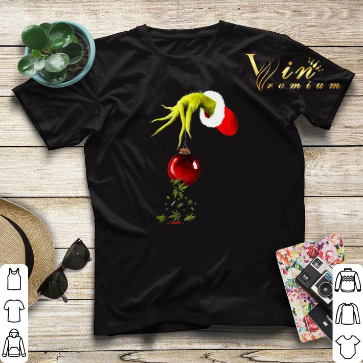 Grinch Santa hand holding Cannabis weed shirt sweater 4 - Grinch Santa hand holding Cannabis weed shirt sweater