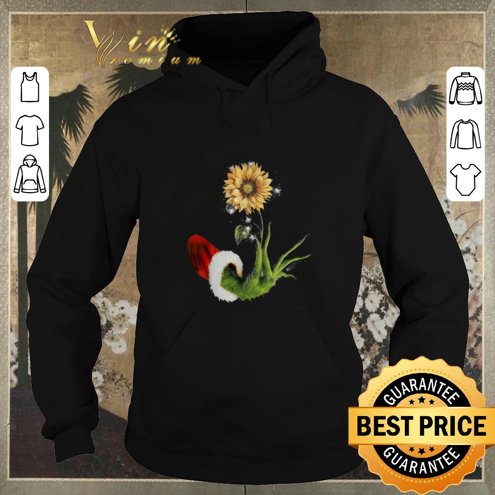 Original Grinch Santa hand holding sunflower shirt sweater 4 - Original Grinch Santa hand holding sunflower shirt sweater