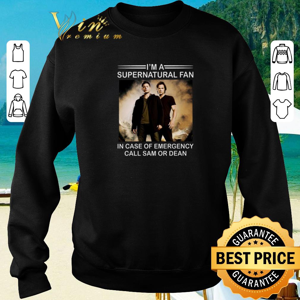 Top I'm a supernatural fan in case of emergency call Sam or Dean shirt 2020 Top I m a supernatural fan in case of emergency call Sam or Dean shirt 2020 4 - Top I'm a supernatural fan in case of emergency call Sam or Dean shirt 2020
