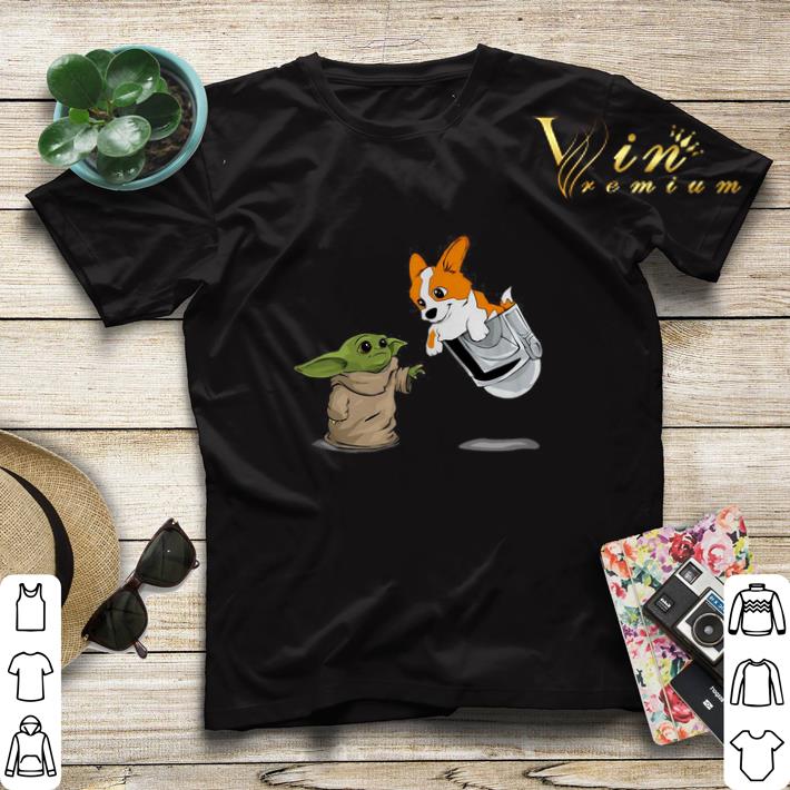 Star Wars Baby yoda and Corgi in pocket Mandalorian shirt sweater 4 - Star Wars Baby yoda and Corgi in pocket Mandalorian shirt sweater