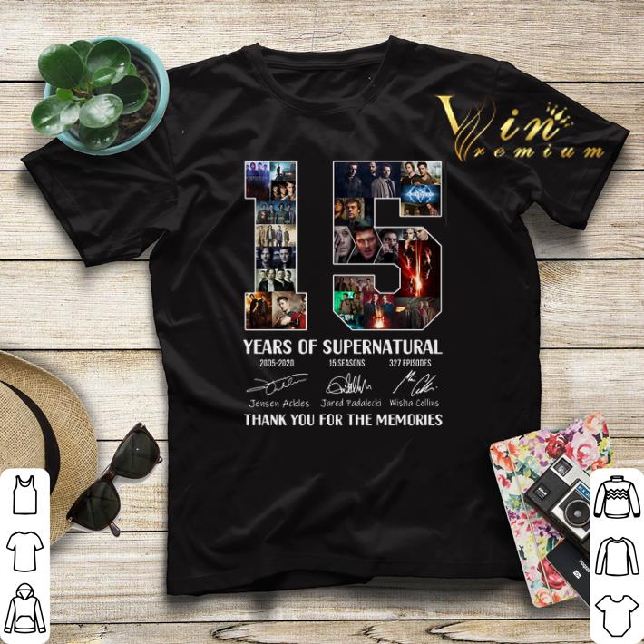 15 years of Supernatural 2005 2020 signatures thank you for the memories shirt sweater 4 - 15 years of Supernatural 2005-2020 signatures thank you for the memories shirt sweater