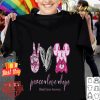 Mickey head peace love hope Breast Cancer awareness shirt