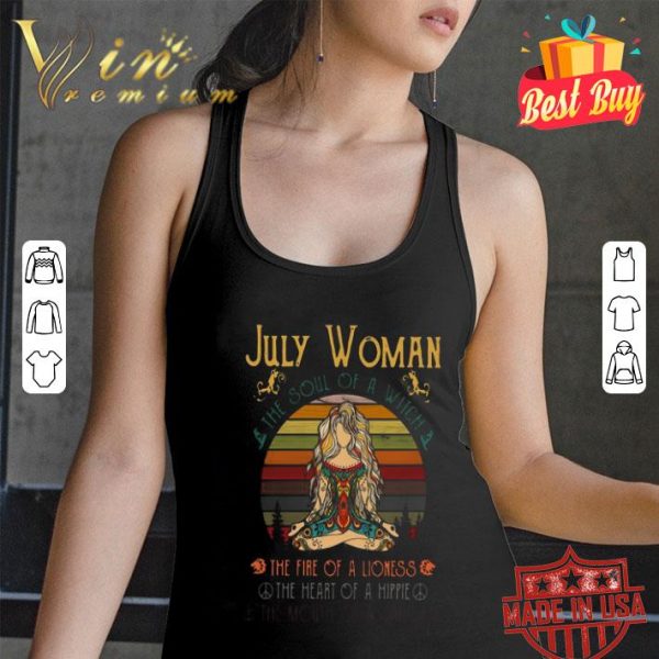 Yoga peace july woman the soul of a witch the fire on a lioness vintage shirt