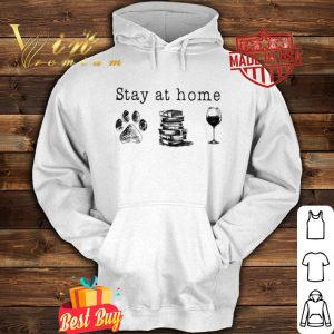Stay at home paw dog books and wine glass shirt