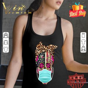 Sugar skull mask American leopard flag shirt