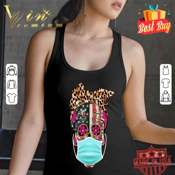 Sugar skull mask American leopard flag shirt