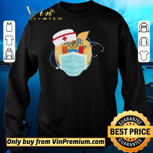 Nice Apple Nurse Stethoscope New Jersey Flag Covid-19 shirt sweater