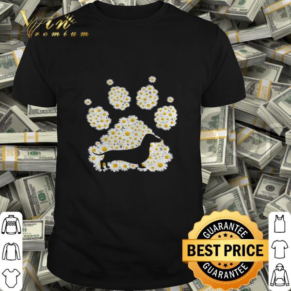 Daisy flowers dog paw Dachshund shirt