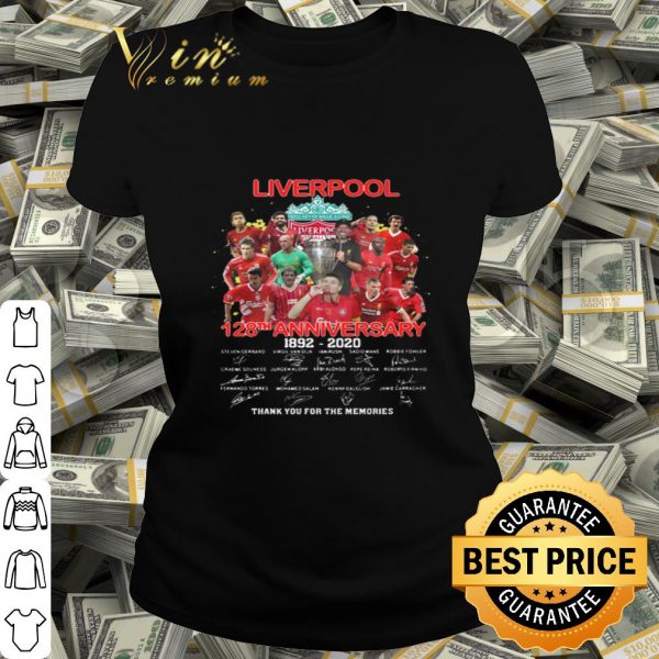 Liverpool 128th anniversary 1892-2020 signatures thank you for the memories shirt