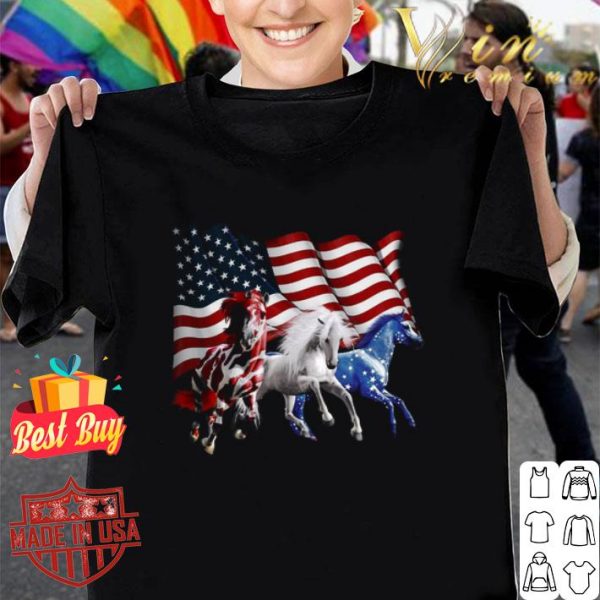 Three horse American flag shirt
