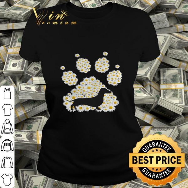Daisy flowers dog paw Dachshund shirt
