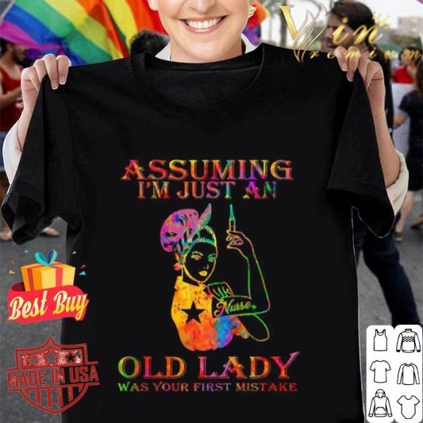 Strong Nurse Watercolor Assuming I’m Just An Old Lady Covid-19 shirt