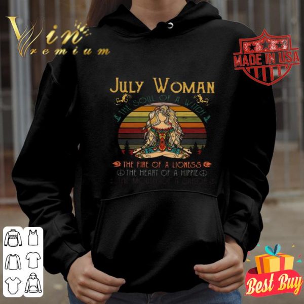 Yoga peace july woman the soul of a witch the fire on a lioness vintage shirt
