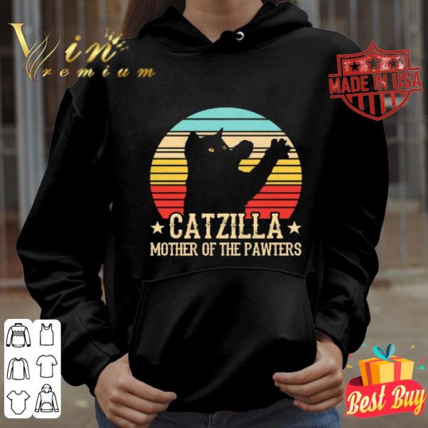 Catzilla mother of the pawters vintage cat parody Godzilla shirt