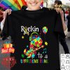 Dinosaur T Rex Rockin to a different tune Autism awareness shirt
