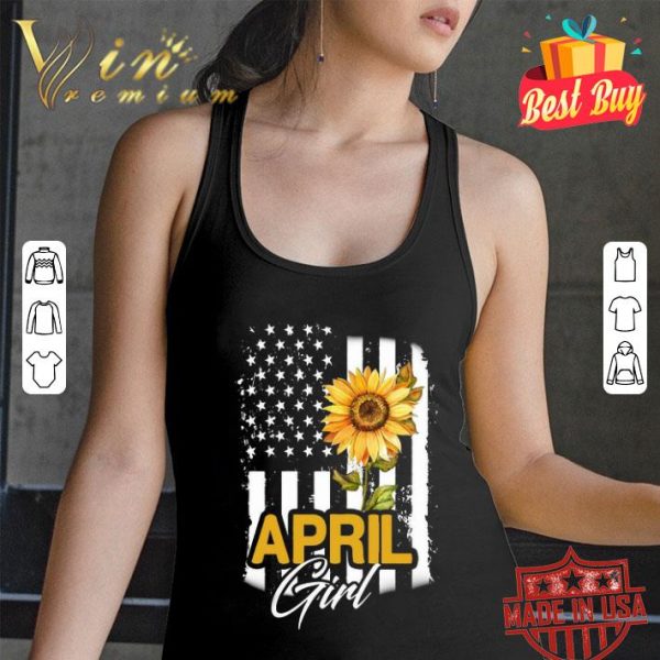 Sunflowers April girl American flag version shirt