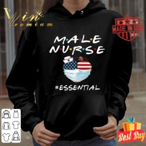 Male Nurse Essential Heart American Flag Covid-19 shirt