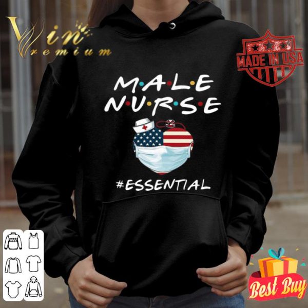 Male Nurse Essential Heart American Flag Covid-19 shirt