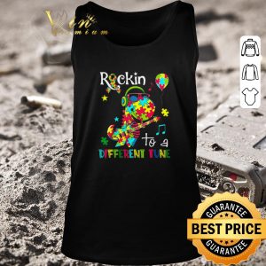 Funny Dinosaur T Rex Rockin to a different tune Autism awareness shirt 1