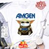 Baby Yoda mask Amgen shirt