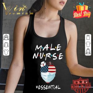 Male Nurse Essential Heart American Flag Covid-19 shirt