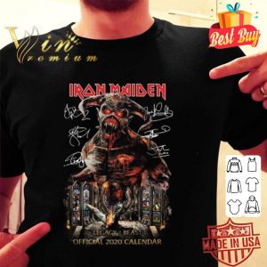 Iron Maiden signatures Legacy of the Beast World Tour official 2020 calendar shirt
