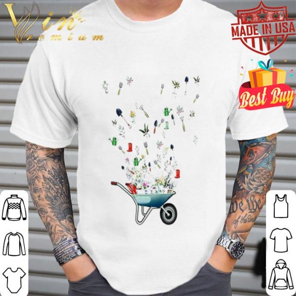Wheelbarrow garden tool flying shirt