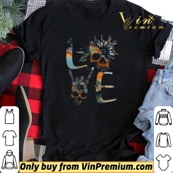 Love Skull Sunflower Rock and roll shirt sweater