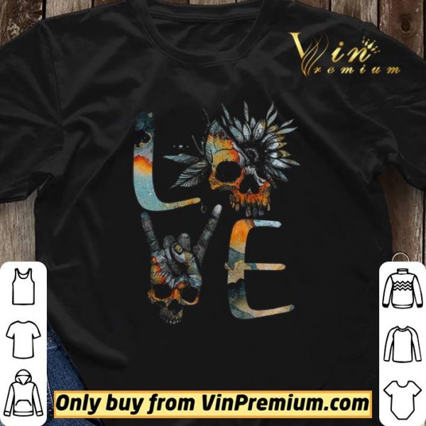 Love Skull Sunflower Rock and roll shirt sweater