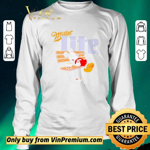 Nice Mickey Mouse drinking Miller lite on park bench shirt sweater
